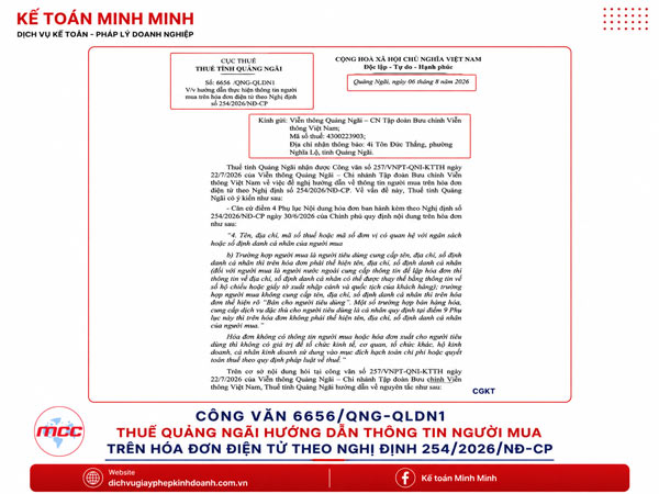 Công văn 6656 thuế Quảng Ngãi hướng dẫn thông tin người mua