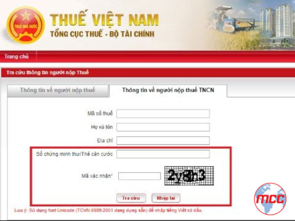 Tra cứu MST qua website của Tổng cục Thuế