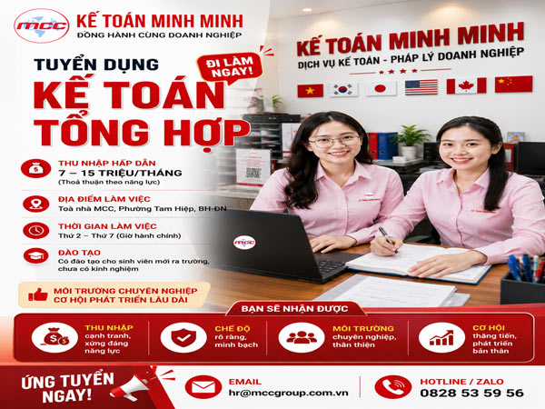 Tuyển dụng Kế toán tổng hợp