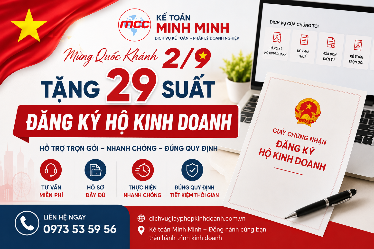 Tặng 29 suất đăng ký hộ kinh doanh